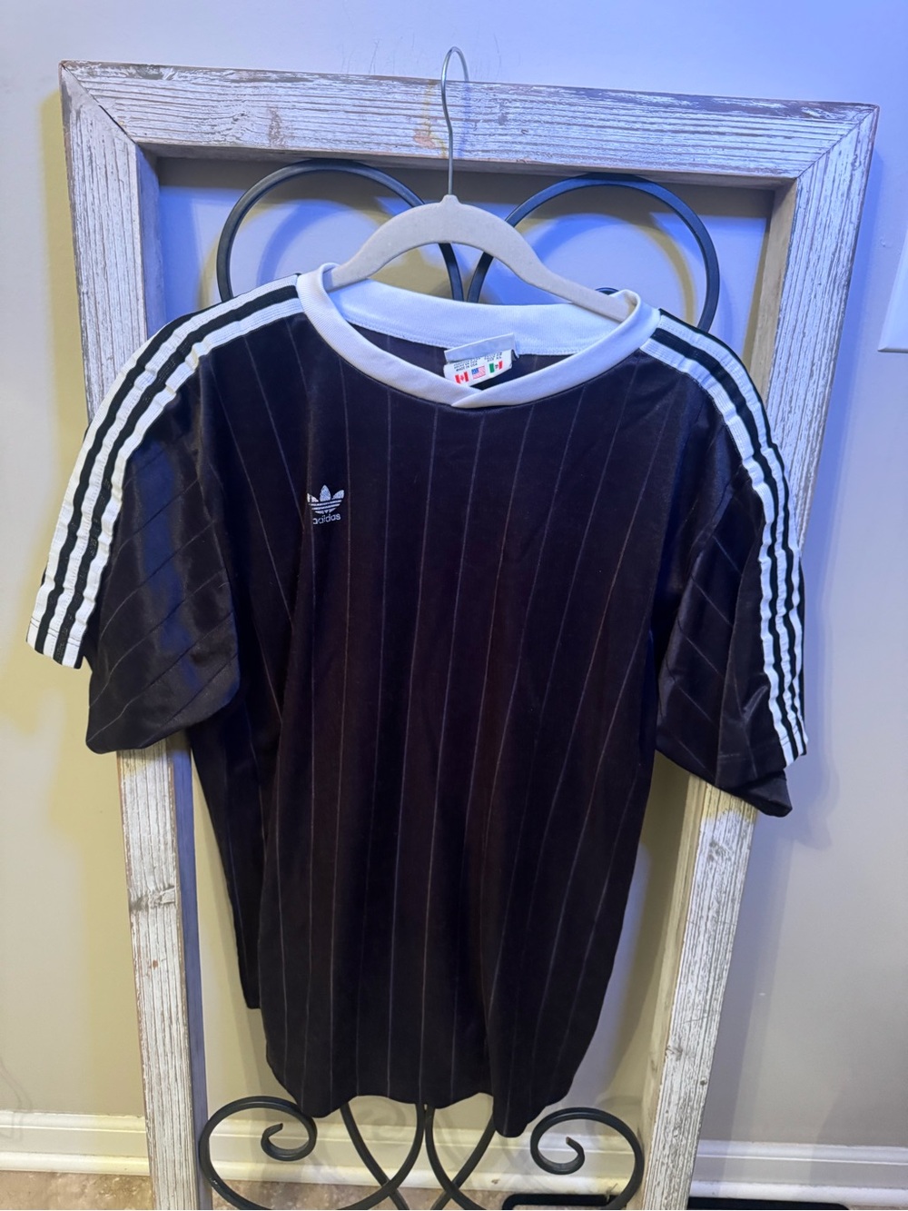 Adidas Trefoil Jersey XL Vintage USA Textured Striped Soccer 3 Stripe Tee
